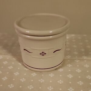 Longaberger Red Woven Traditions Crock With Lid And Candle